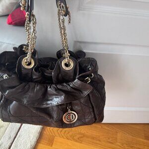 Authentic Dior Christian Dior Le Trente chocolate brown leather shoulder bag
